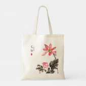 Tote Bag Chine Peinture à la main Aquarelle Floral Lotus Fo (Dos)