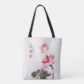 Tote Bag Chine Peinture à la main Aquarelle Floral Lotus Fo (Dos)