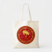 Tote Bag Chinois Zodiac Pig Rouge/Or ID542 (Devant)