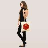 Tote Bag Chinois Zodiac Rooster Rouge/Or ID542 (Devant (modèle))