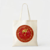 Tote Bag Chinois Zodiac Sheep Red/Gold ID542 (Devant)