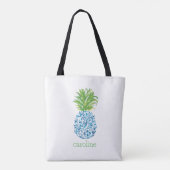 Tote Bag Chinoiserie d'ananas à aquarelle personnalisée (Dos)