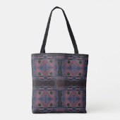 Tote Bag Chintz de Bohême 18 bleu violet noir blanc (Dos)