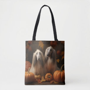 Tote Bag chiot Afghan Hound Délice d'Automne Citrouille