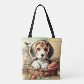 Tote Bag Chiot Beagle vintage (Dos)