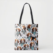 Tote Bag Chiot Beagle vintage sans couture (Devant)