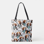 Tote Bag Chiot Beagle vintage sans couture (Dos)