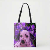 Tote Bag Chiot dalmate Iris Fleurs de Chien Art (Devant)