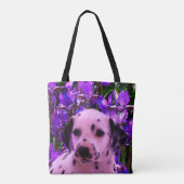 Tote Bag Chiot dalmate Iris Fleurs de Chien Art (Dos)