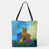 Tote Bag Chiot dans une boîte, Joyeux Noël (Dos)