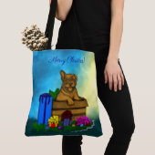 Tote Bag Chiot dans une boîte, Joyeux Noël (De près)