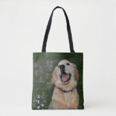 Tote Bag Chiot de golden retriever dans les bulles (Devant)