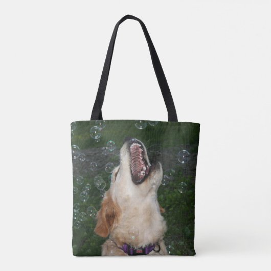 Tote Bag Chiot de golden retriever dans les bulles (Dos)