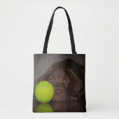 Tote Bag Chiot de Labrador de chocolat avec de la balle de (Devant)