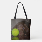 Tote Bag Chiot de Labrador de chocolat avec de la balle de (Dos)