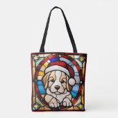 Tote Bag Chiot de Noël Faux Vitrail (Dos)