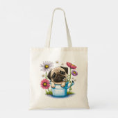 Tote Bag Chiot mignon avec Fleurs (Dos)