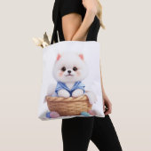 Tote Bag Chiot Mignon dans un Panier Cabas (De près)