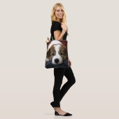 Tote Bag Chiot mignon de brun et de blanc (Sur le modèle)