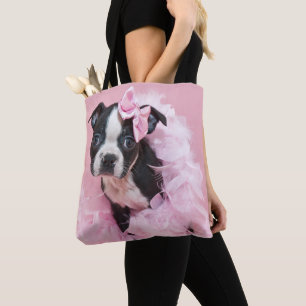 Tote Bag Chiot mignon superbe de Boston Terrier portant un