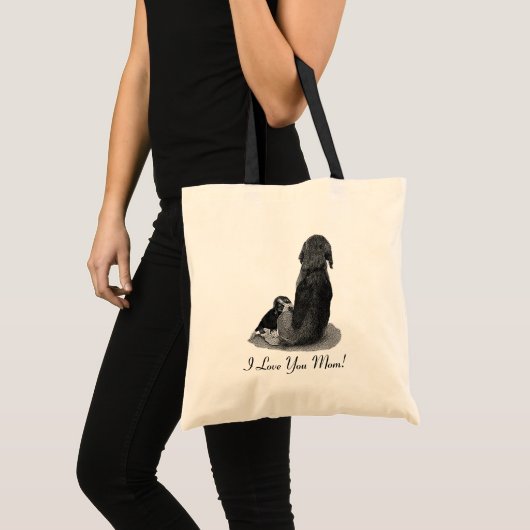 Tote Bag chiot noir et blanc beagle bouddin maman chien (Devant (produit))