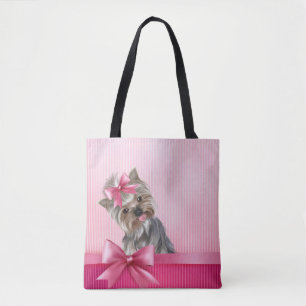 Tote Bag Chiot rose de princesse Yorkie de Yorkshire