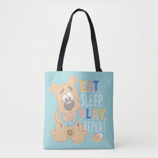 Tote Bag Chiot Scooby-Doo "Mange, Dors, Joue, Répète" (Devant)