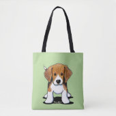 Tote Bag Chiots Beagle KiniArt (Devant)