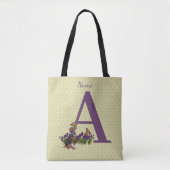 Tote Bag Chiots Beagle Papillons Monogramme Initiale A Nom  (Devant)