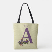 Tote Bag Chiots Beagle Papillons Monogramme Initiale A Nom  (Dos)