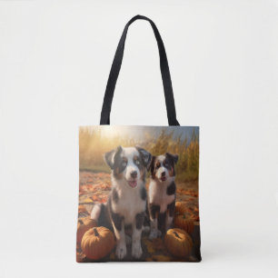 Tote Bag Chiots Berger Australien Délice d'Automne Citrouil