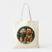 Tote Bag Chiots Goldendoodle de Noël (Dos)