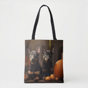 Tote Bag Chiots Kelpie Australien Délice d'Automne Citrouil