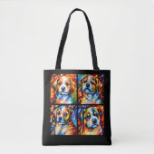Tote Bag Chiots mignons stylisés (Devant)