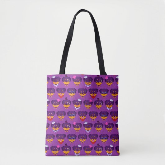 Tote Bag Chiots pourpres de rottweiler de Kawaii (Devant)