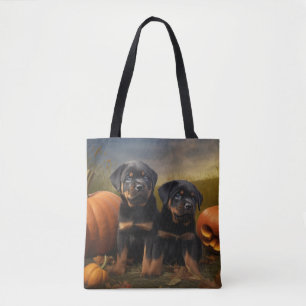 Tote Bag Chiots Rottweiler Délice d'Automne Citrouille
