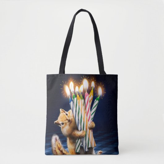 Tote Bag Chipmunk Birthday Candles (Devant)