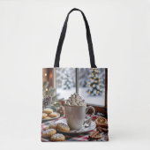 Tote Bag Chocolat chaud et biscuits à sucre Noël festif (Devant)