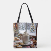 Tote Bag Chocolat chaud et biscuits à sucre Noël festif (Dos)