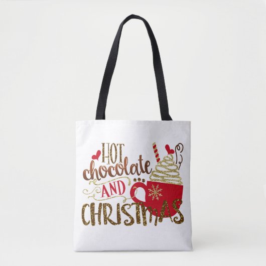 Tote Bag Chocolat chaud et Noël Parties scintillant de vaca (Devant)