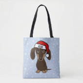 Tote Bag Chocolat Dachshund Père Noël Noël Chien vacances (Devant)