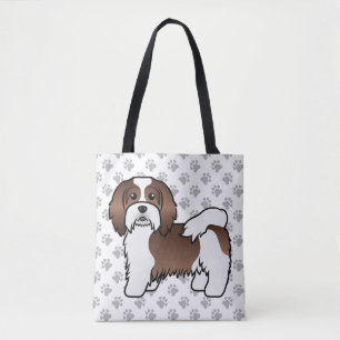 Tote Bag Chocolat Et Blanc Havanais Cartoon Chien & Pâtes