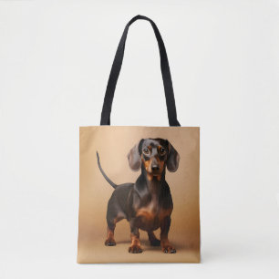 Tote Bag Chocolat et chien Tan Dachshund