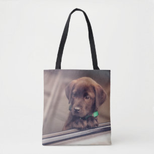 Tote Bag Chocolat Labrador Puppy In Car