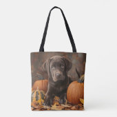 Tote Bag Chocolat Labrador Retriever Automne (Dos)