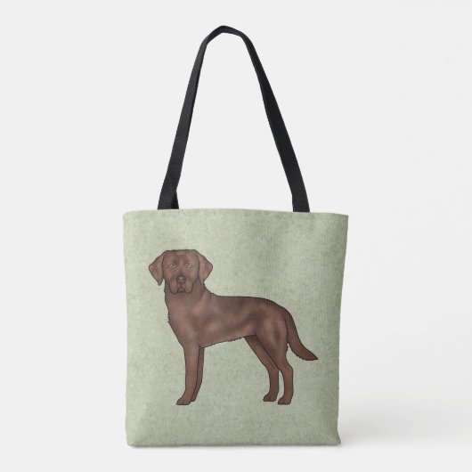 Tote Bag Chocolat Labrador Retriever Brown Lab Dog Green (Dos)