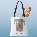 Tote Bag Chocolat Labrador Retriever Chien Personnalisé<br><div class="desc">Un tableau amusant d'aquarelle de chocolat Labrador Retriever chien,  parfait pour les amoureux des animaux. Modifiez ou supprimez le nom à personnaliser. Art original de Nic Squirrell.</div>
