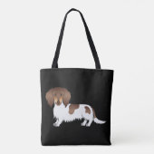 Tote Bag Chocolat & Tan Piebald Cheveux longs Dachshund Chi (Dos)