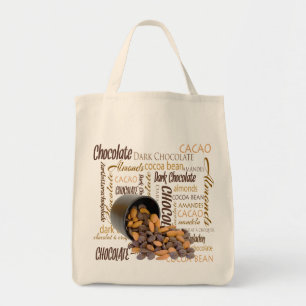 Tote Bag Chocolate Bits and Almonds Close Up Photograph
