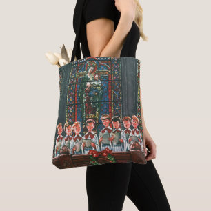 Tote Bag Chœur d'enfants chantant Noël vintage dans une égl